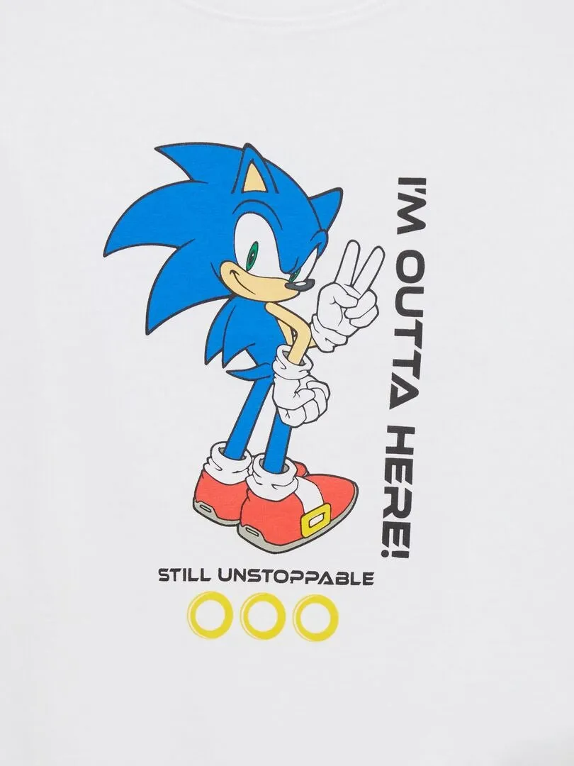 CAMISETA DE MANGA CORTA ESTAMPADA 'SONIC'  BLANCO
