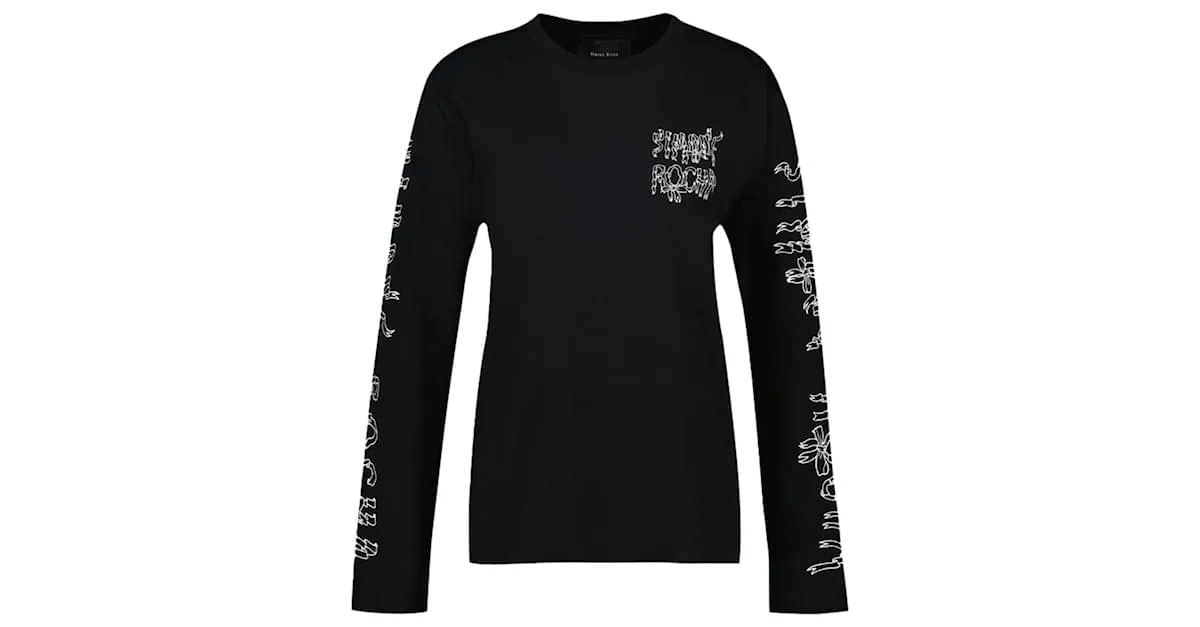 CAMISETA DE MANGA LARGA CON CINTA  SIMONE ROCHA  ALGODóN  NEGRO 