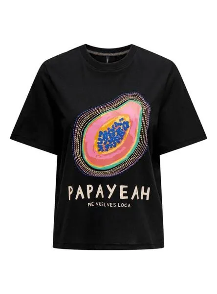 Camiseta Only Binis Negro Para Mujer