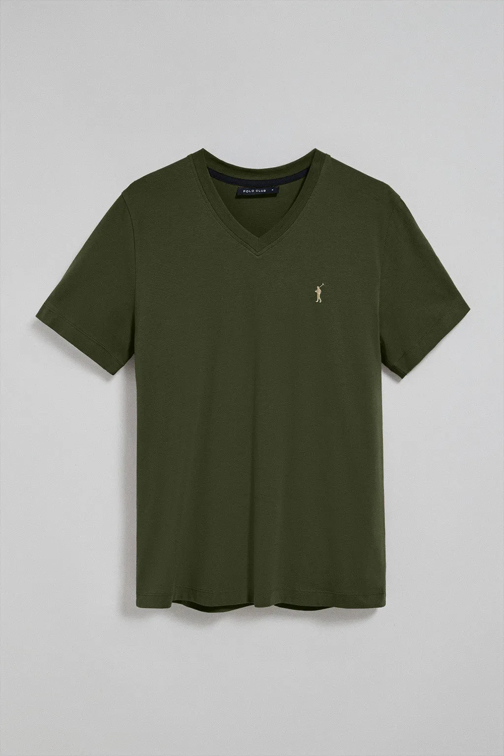 Camiseta verde con cuello de pico y logo bordado Rigby Go