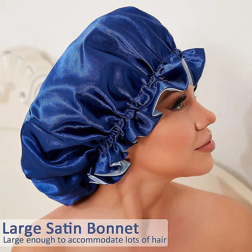 Capó de seda para el cabello natural Gorros para mujeres negras, gorro de satén para el cabello largo para dormir, envoltura de 
