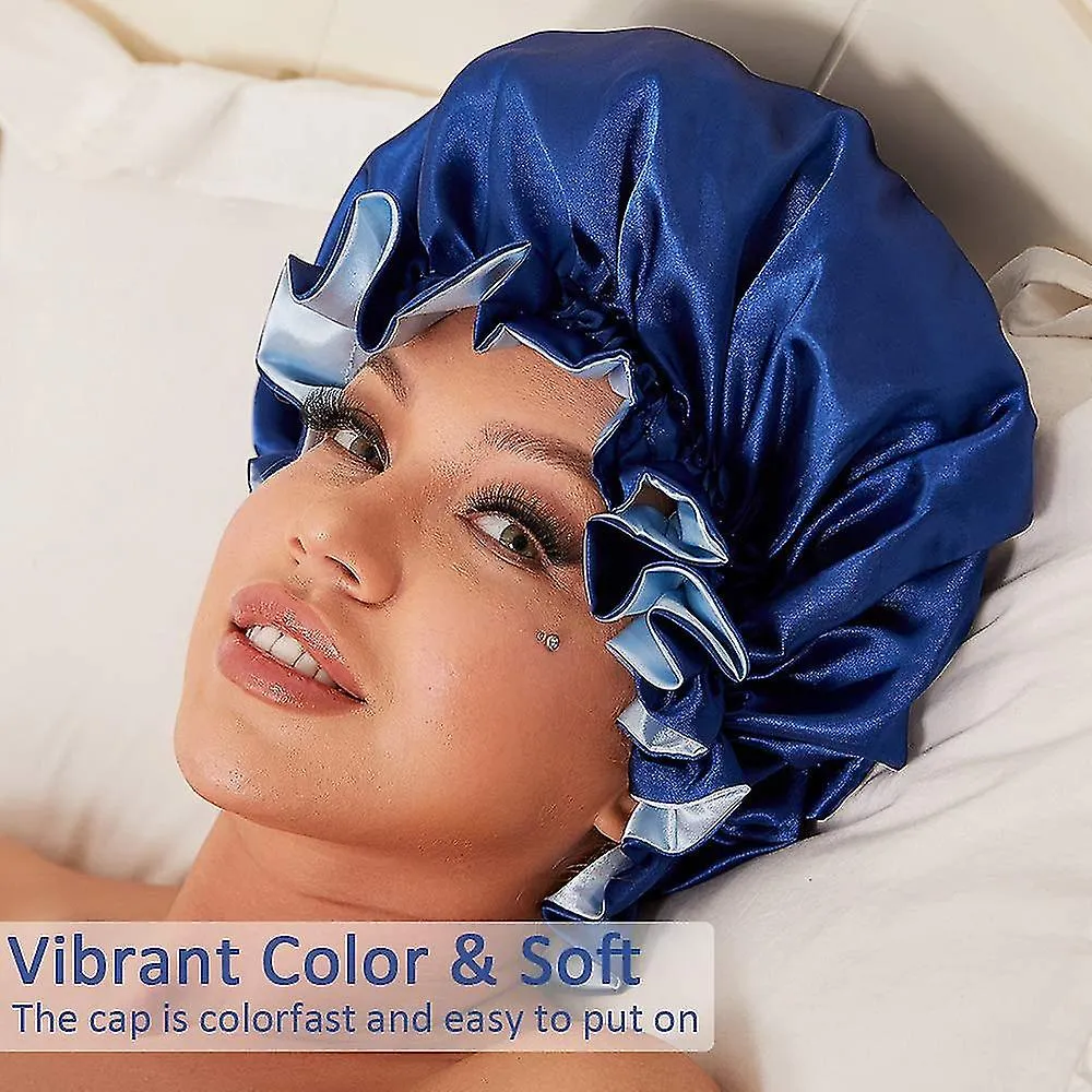 Capó de seda para el cabello natural Gorros para mujeres negras, gorro de satén para el cabello largo para dormir, envoltura de 