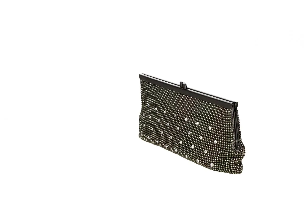 Cartera Plomo Malla Con Cristales Separados