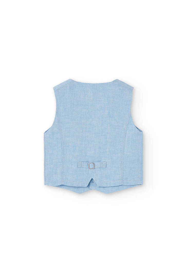 Chaleco de lino bicolor de niño en azul celetes