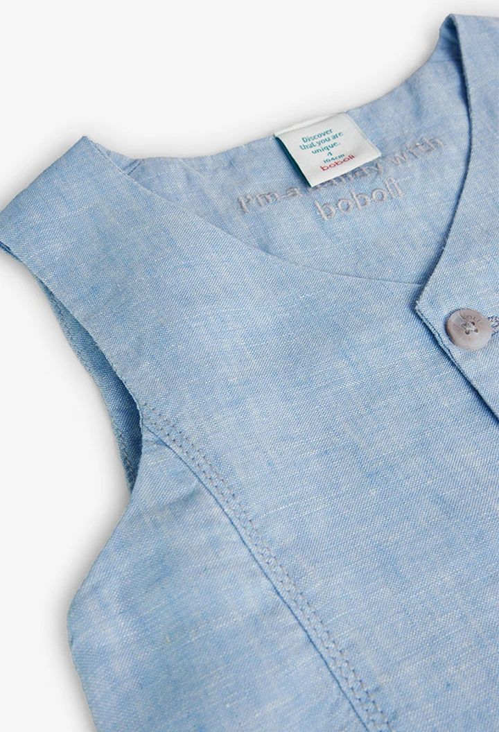 Chaleco de lino bicolor de niño en azul celetes