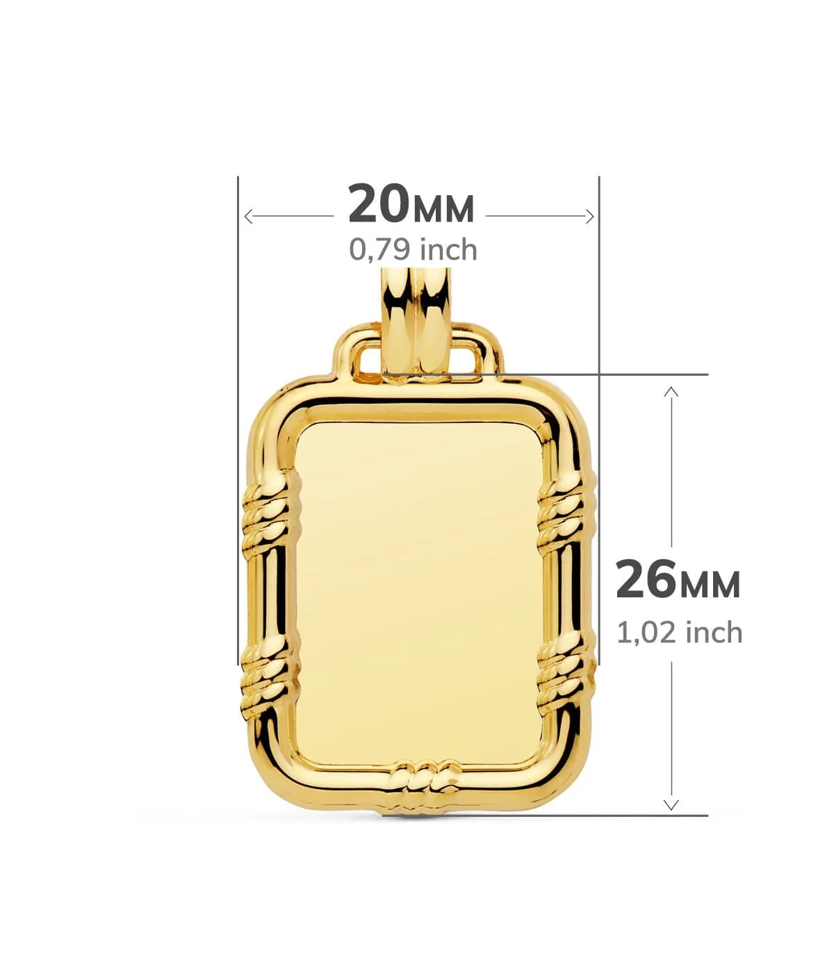 Chapa labrada Colgante Oro 18 Ktes 26 mm