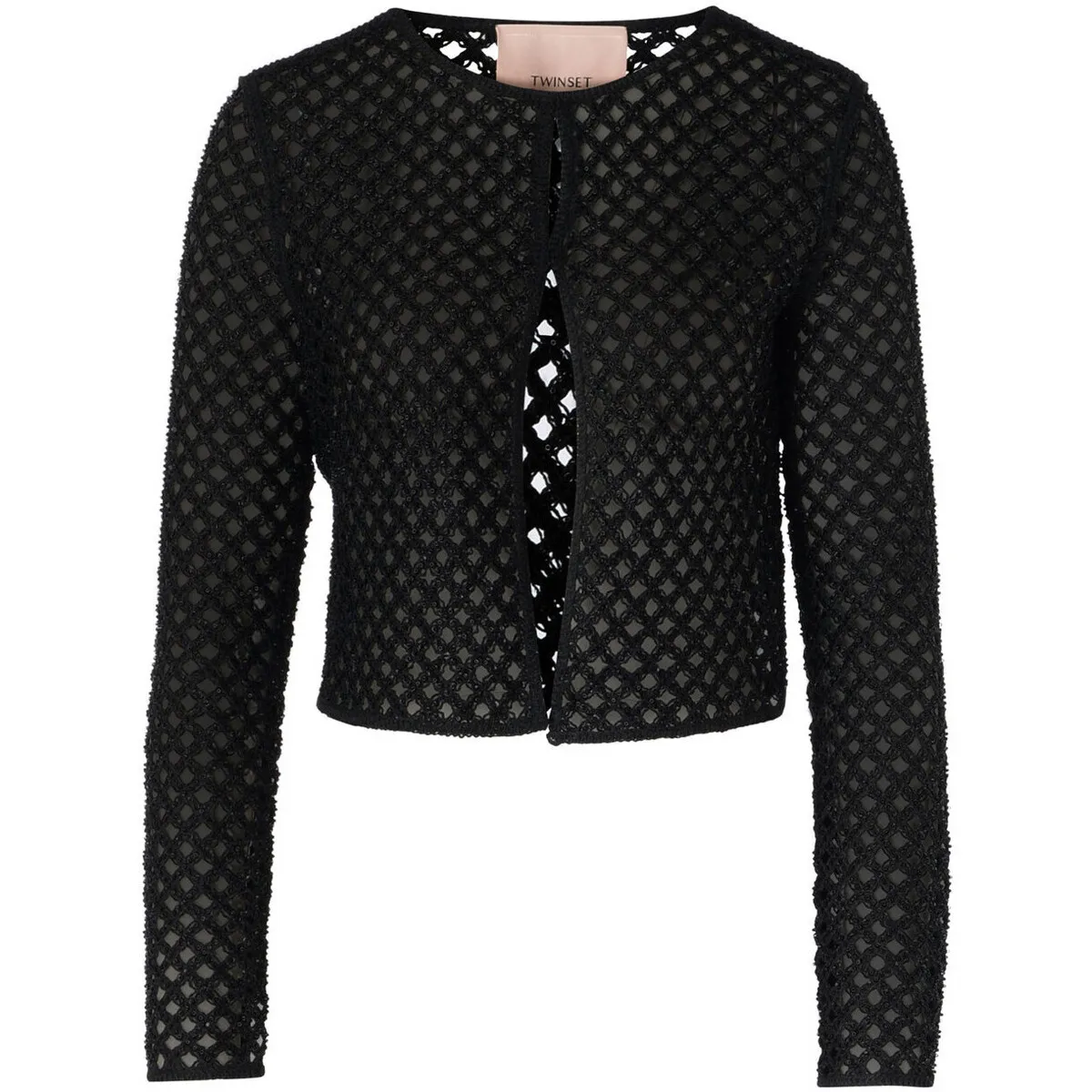 Chaqueta  malla con bordado negro