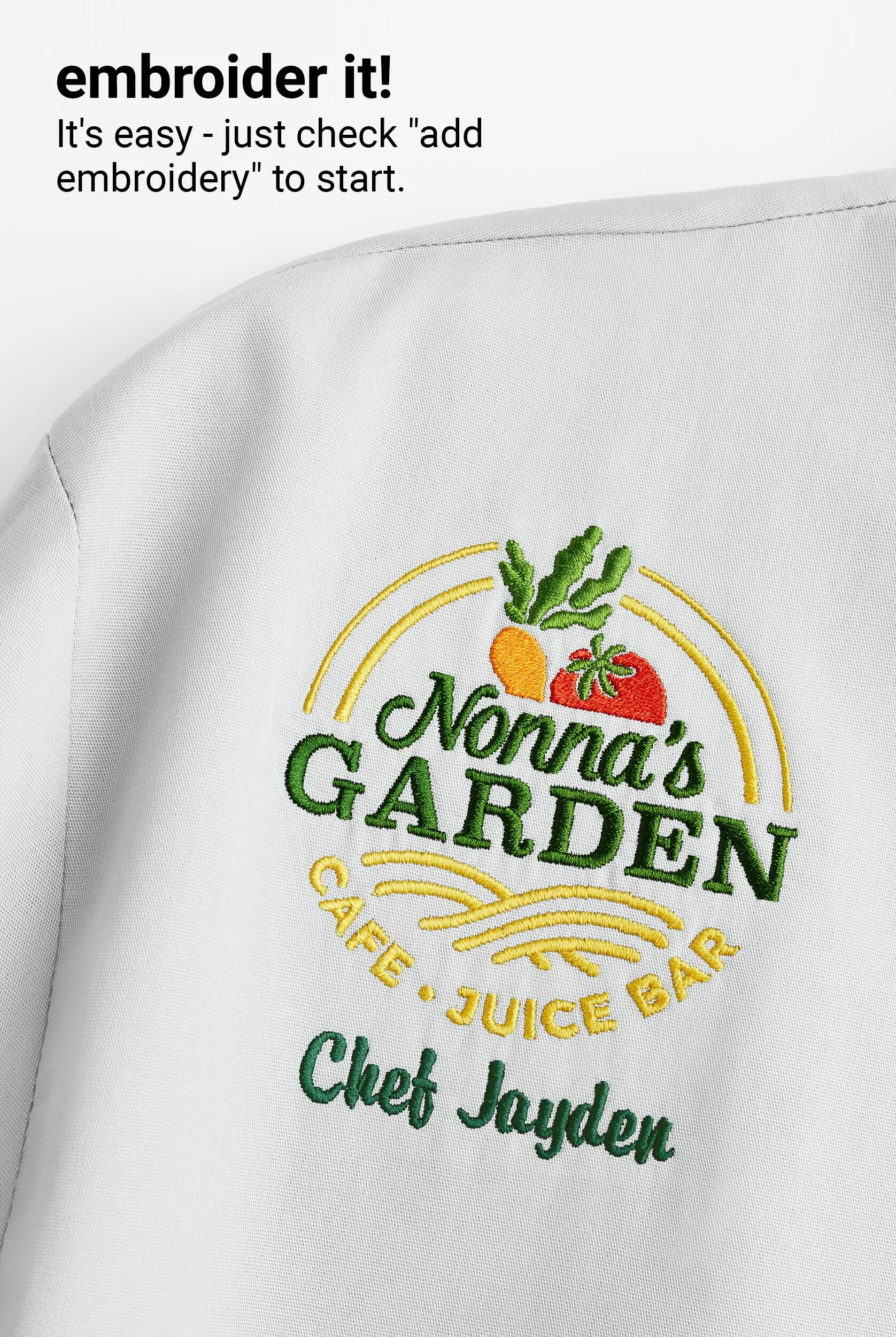 Chaqueta manga corta moderna de gastronomía con ribete y 3 bolsillos para mujer