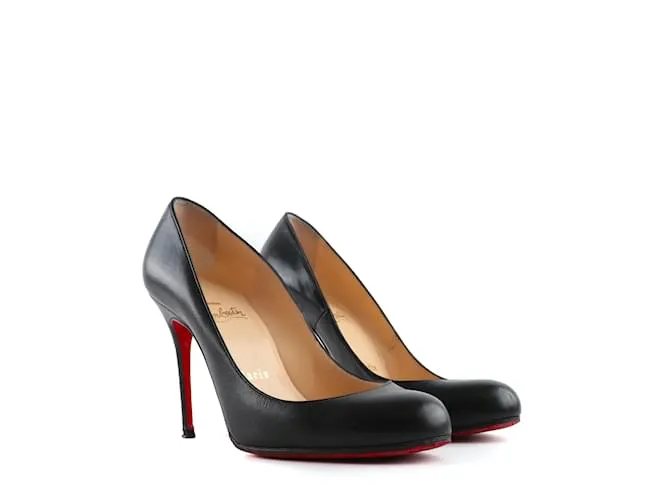 CHRISTIAN LOUBOUTIN Tacones T.UE 36.5 Cuero Negro 