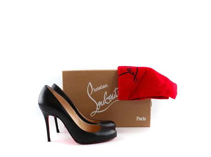 CHRISTIAN LOUBOUTIN Tacones T.UE 36.5 Cuero Negro 