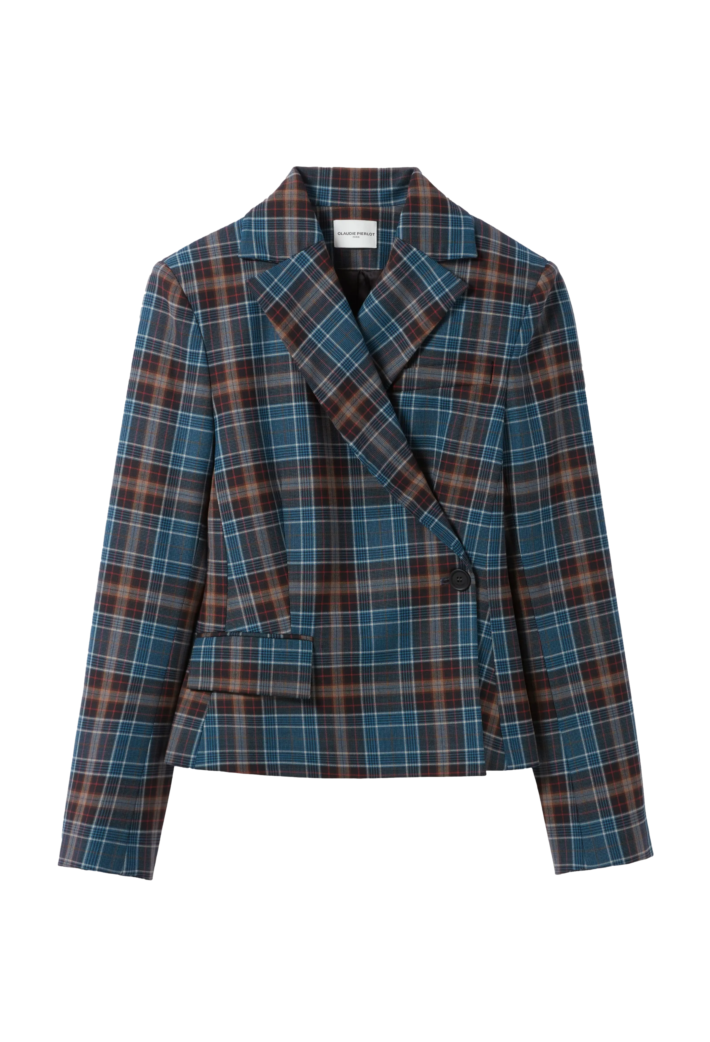 CLAUDIE PIERLOT Chaqueta sastre de mezcla de lana a cuadros en multicolor
