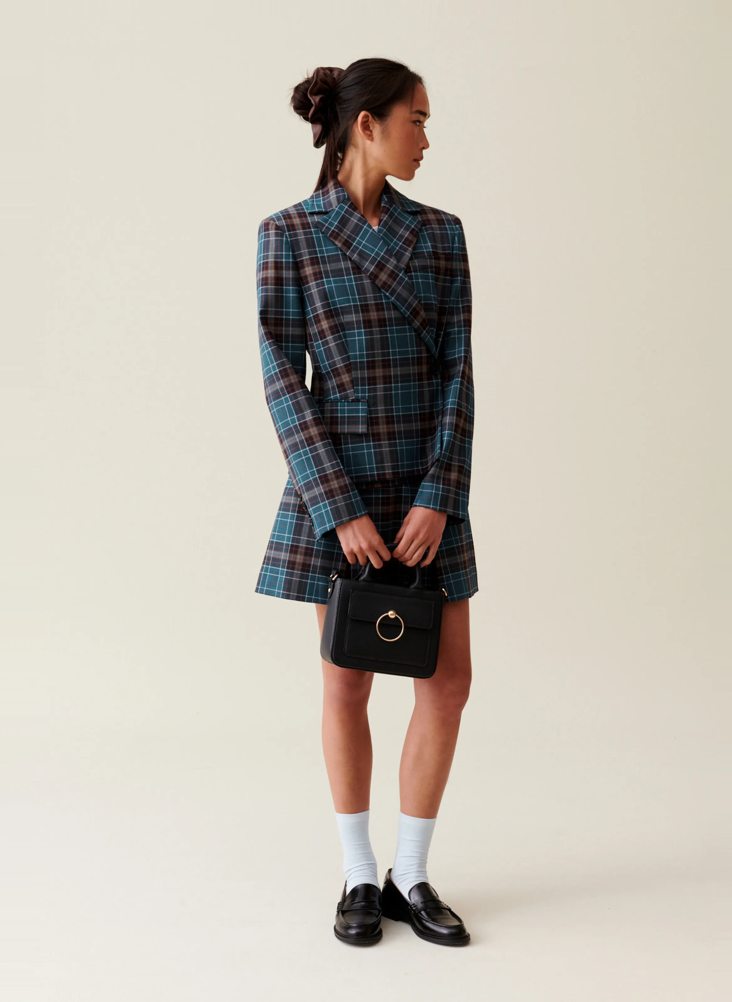 CLAUDIE PIERLOT Chaqueta sastre de mezcla de lana a cuadros en multicolor