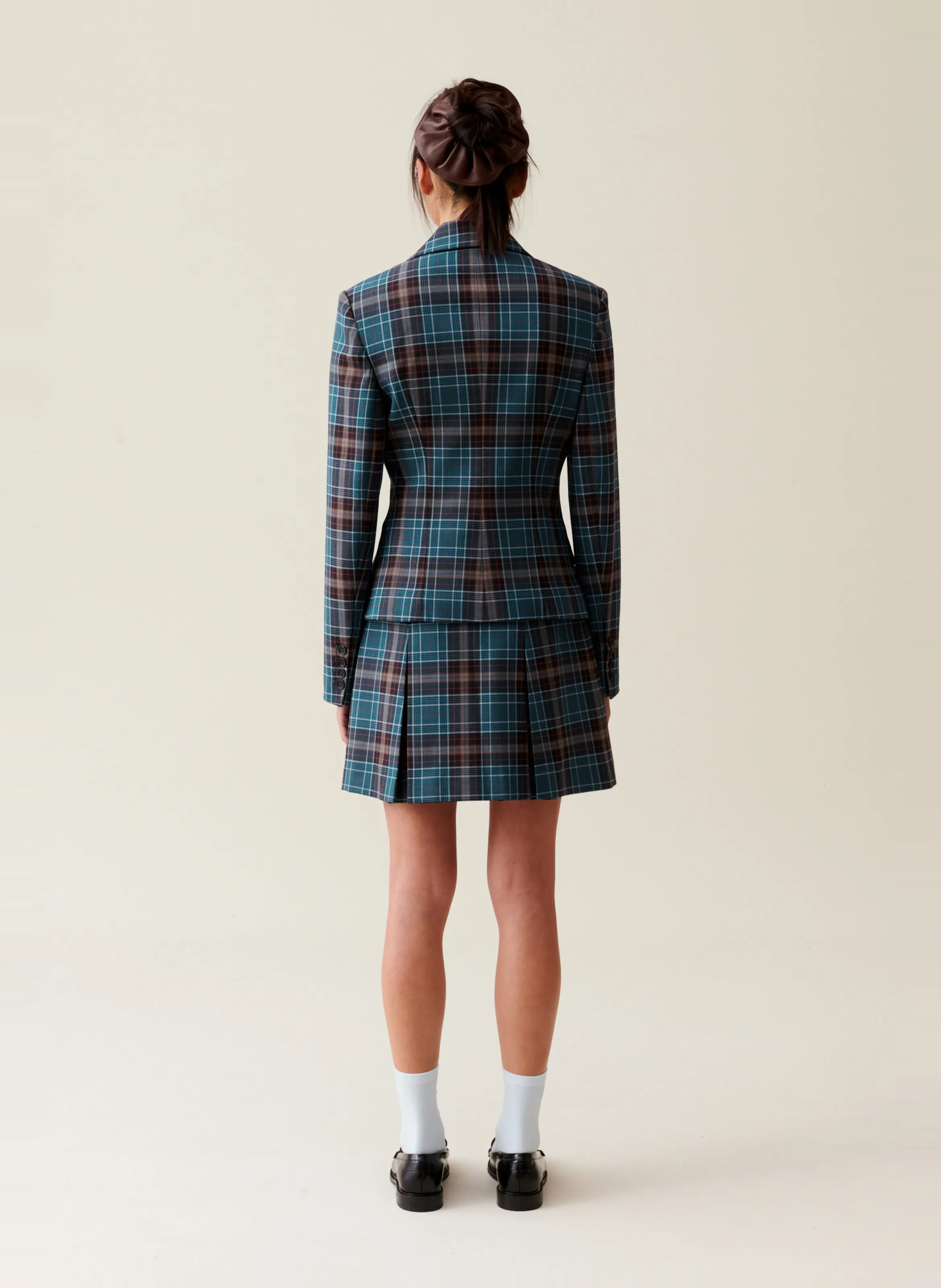 CLAUDIE PIERLOT Chaqueta sastre de mezcla de lana a cuadros en multicolor