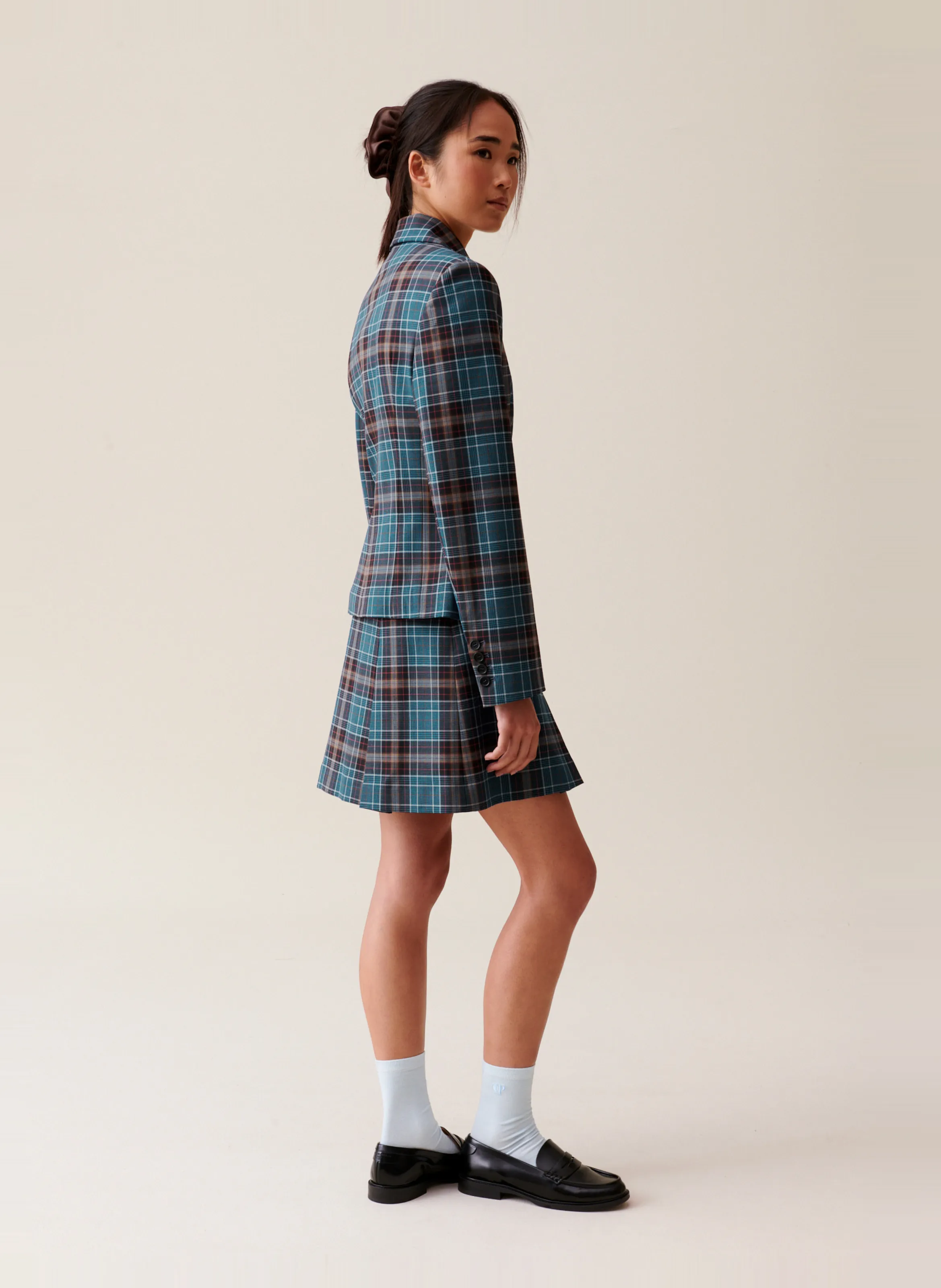 CLAUDIE PIERLOT Chaqueta sastre de mezcla de lana a cuadros en multicolor
