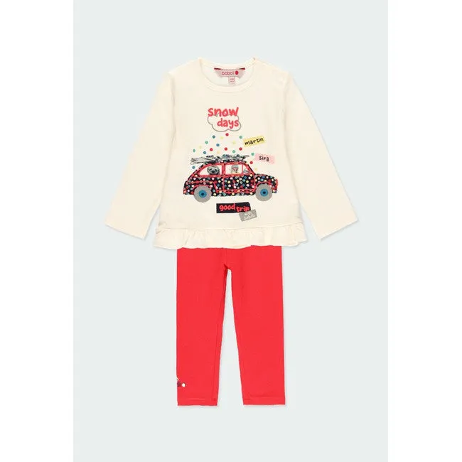 Conjunto 2 piezas camisa  “snow days” y leggings bebe y niña BOBOLI