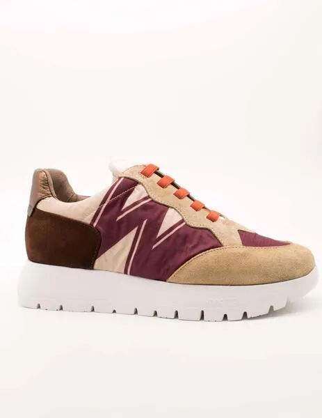 DEPORTIVO WONDERS A2452T TREND NYLON BEIGE Y VINO DE MUJER
