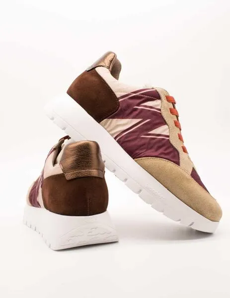 DEPORTIVO WONDERS A2452T TREND NYLON BEIGE Y VINO DE MUJER