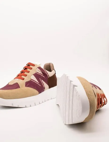 DEPORTIVO WONDERS A2452T TREND NYLON BEIGE Y VINO DE MUJER