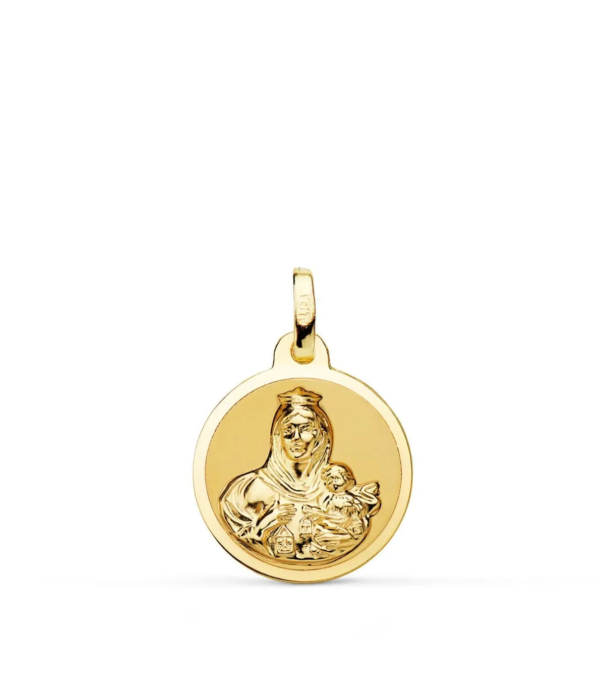 Escapulario V. Carmen y C. Jesús Oro 18K 16 mm Brillo