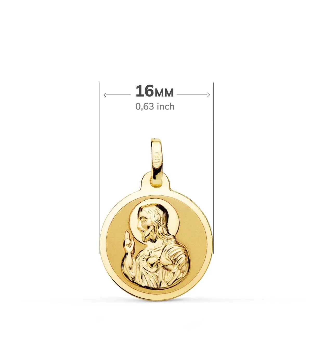 Escapulario V. Carmen y C. Jesús Oro 18K 16 mm Brillo