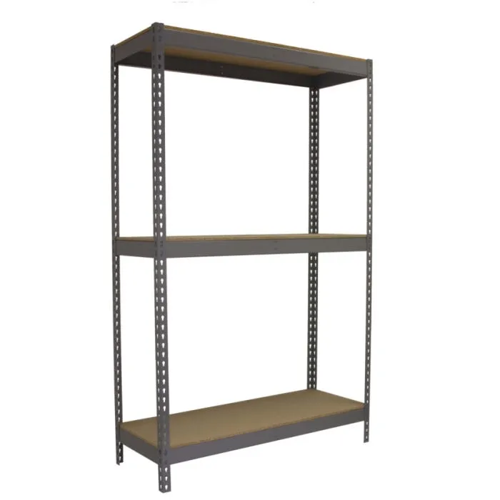 ESTANTERíA METáLICA DE TALLER SIN TORNILLOS KIT ECOFORTE 15063 CHIPBOARD GRIS/MADERA 3 BALDAS SIMONRACK