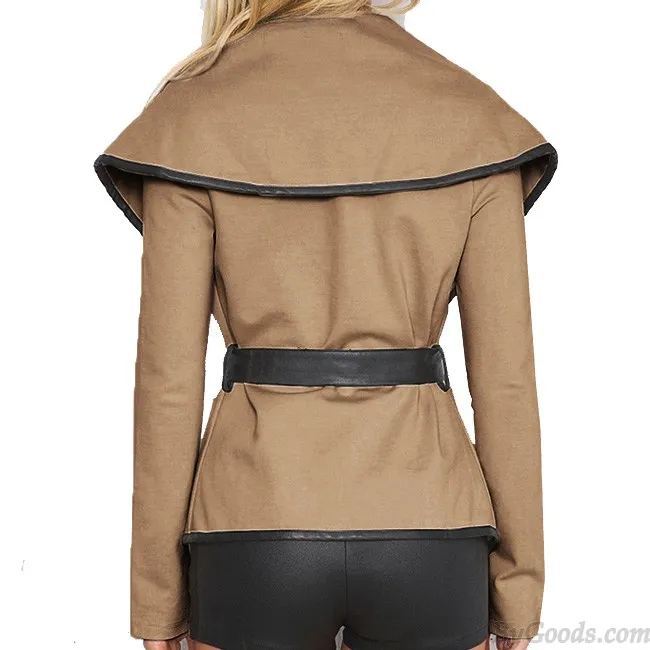 Fashion Sexy Woolen Open Jacket With Belt Women Coat