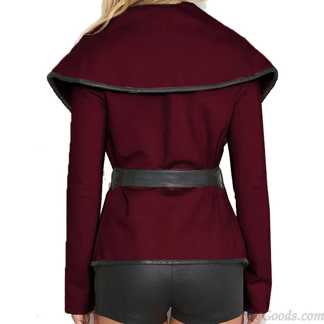 Fashion Sexy Woolen Open Jacket With Belt Women Coat