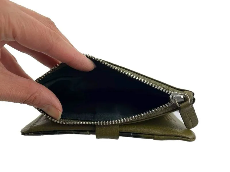 Ferchi | Billetera, cartera y monedero mujer piel legítima verde Laura Grande
