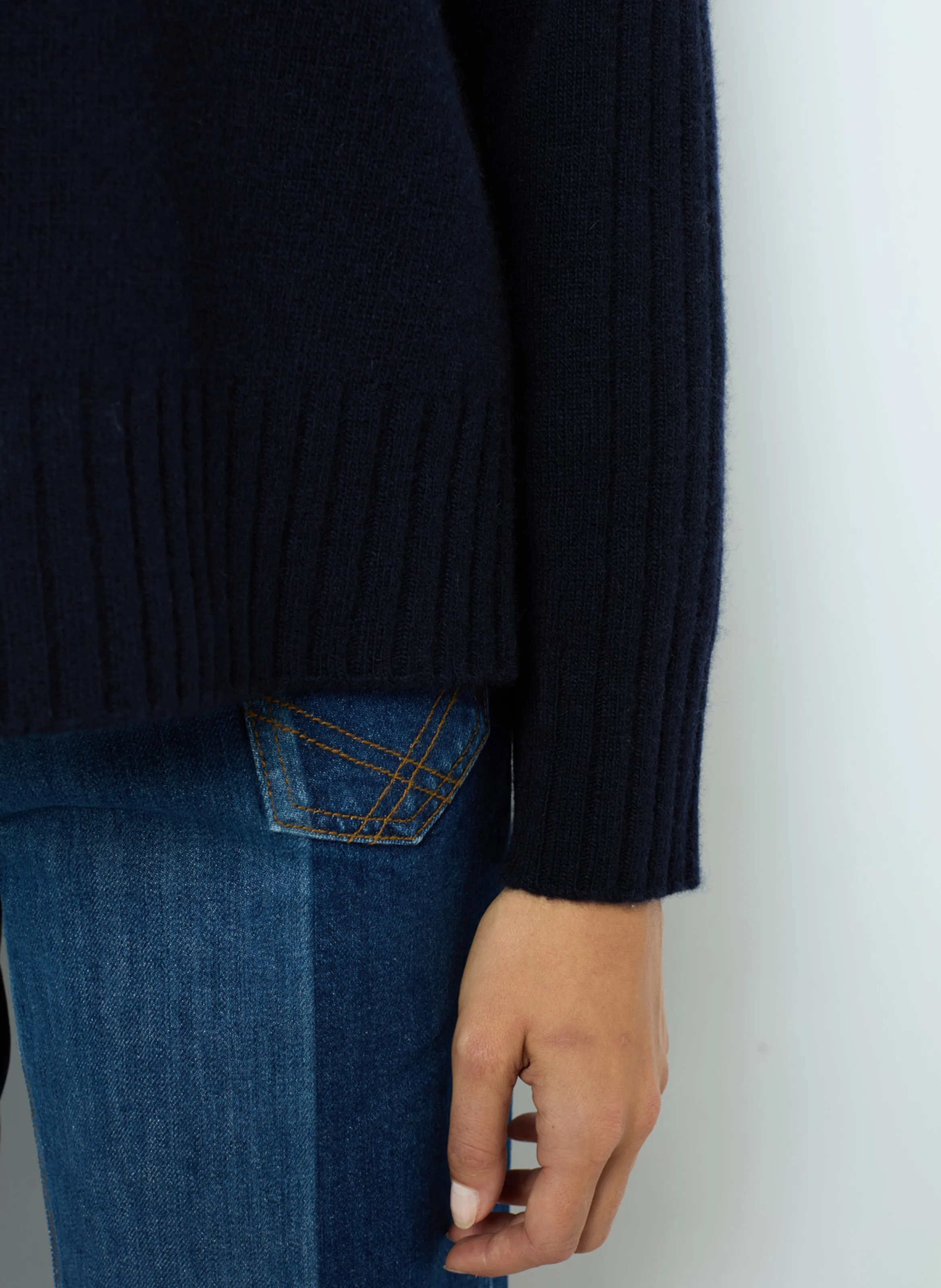 GERARD DAREL JAINA  JERSEY DE CUELLO ALTO DE LANA Y CACHEMIRA MEZCLADOS EN AZUL