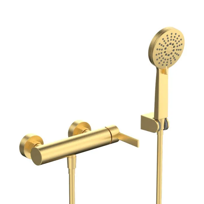 Grifo de ducha a pared monomando maneta de zinc 24cm oro Rondo Futurbath