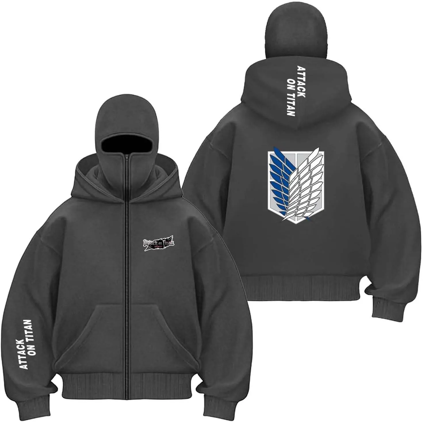 GTKRMXOB Chaqueta Deportiva con Capucha Y Pasamontañas para Hombre para A.TT.a.CK On T.it.a.n Ropa Deportiva con Cremallera Comp