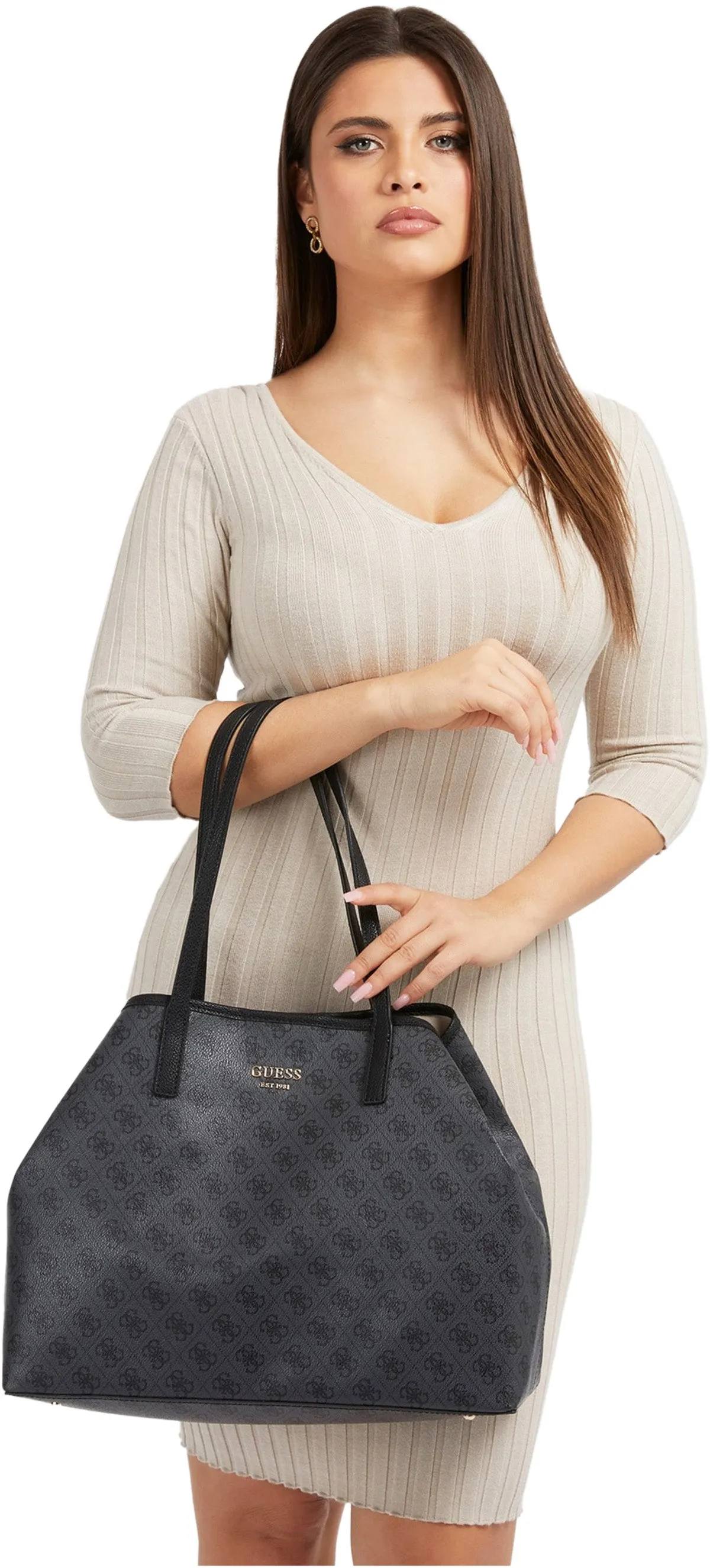 Guess Vikky Bolso de mano sintético con logo 4G para mujer en marrón