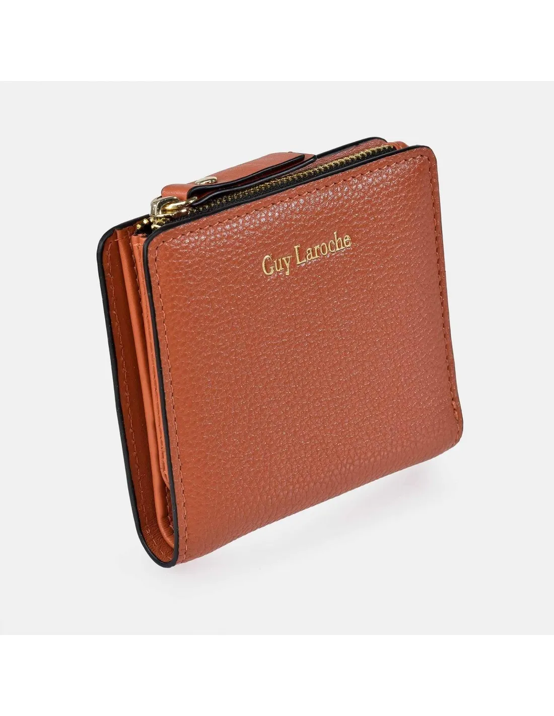 GUY LAROCHE Monedero billetero mini con cremallera para mujer en piel grano