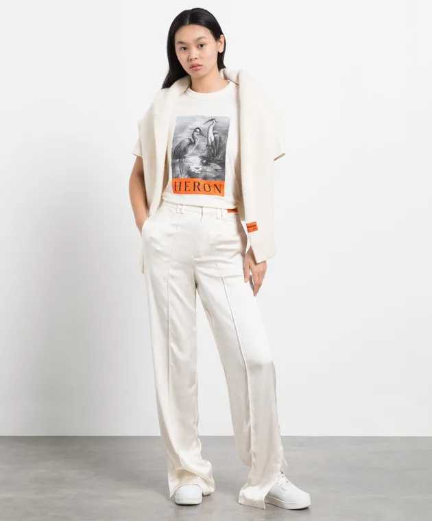 Heron Preston White pants with logo patch