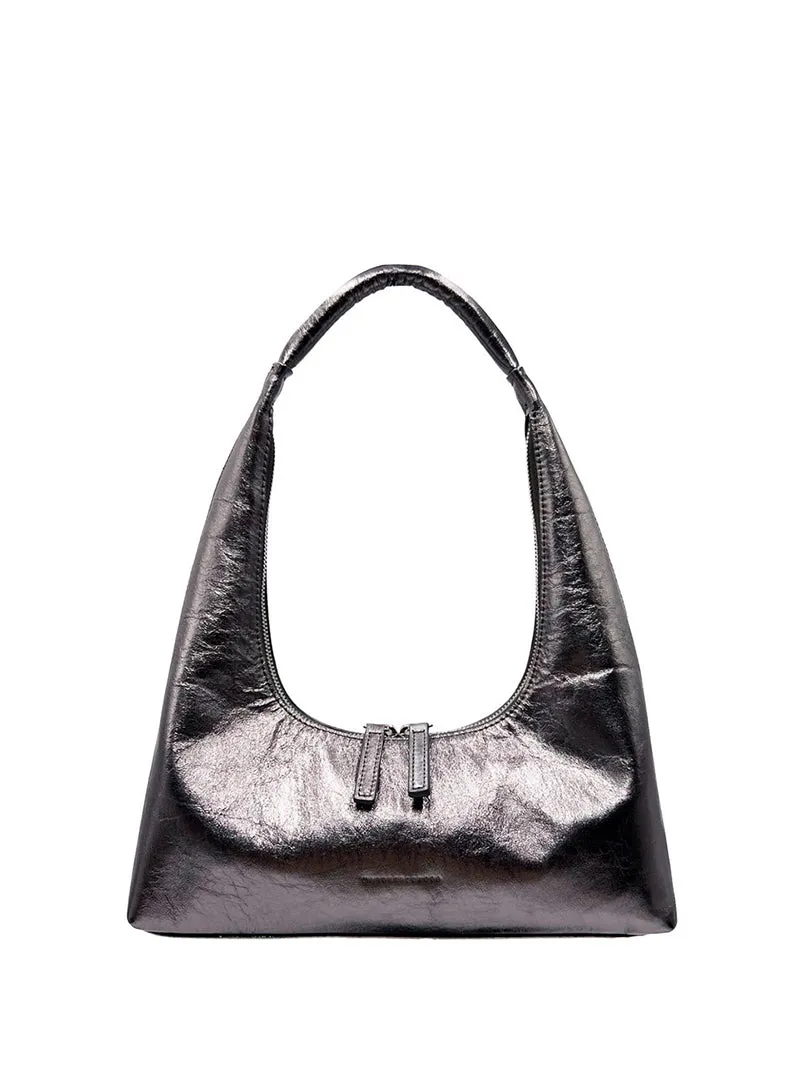 Hobo shoulder metallic grey foiled plain