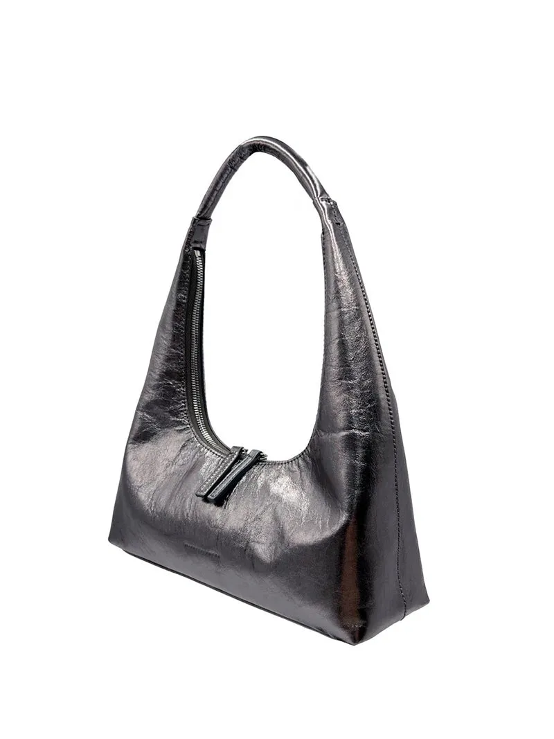 Hobo shoulder metallic grey foiled plain