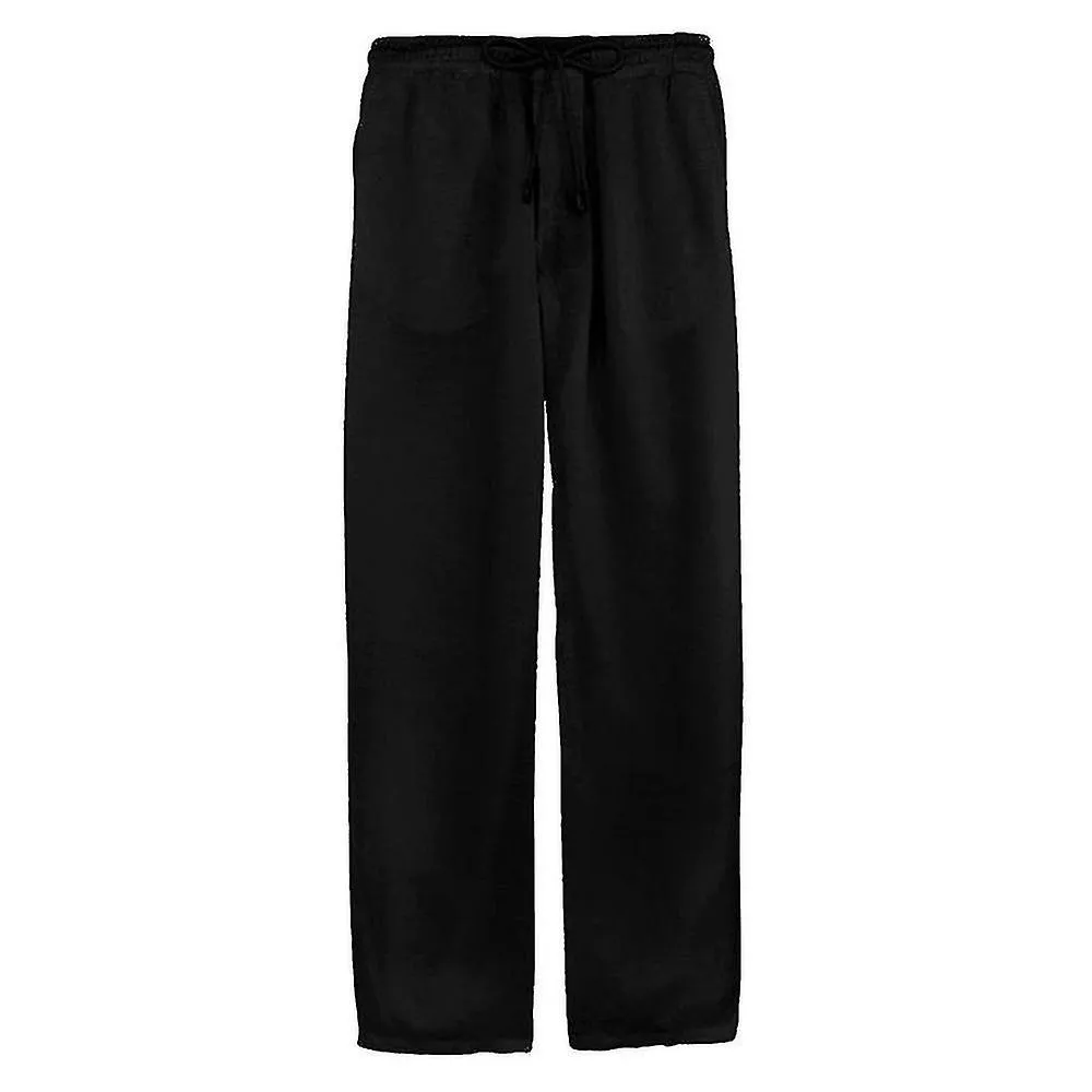 Hombres Algodón Lino Pantalones Elástico Cintura Casual Playa Yoga Pantalones Tw