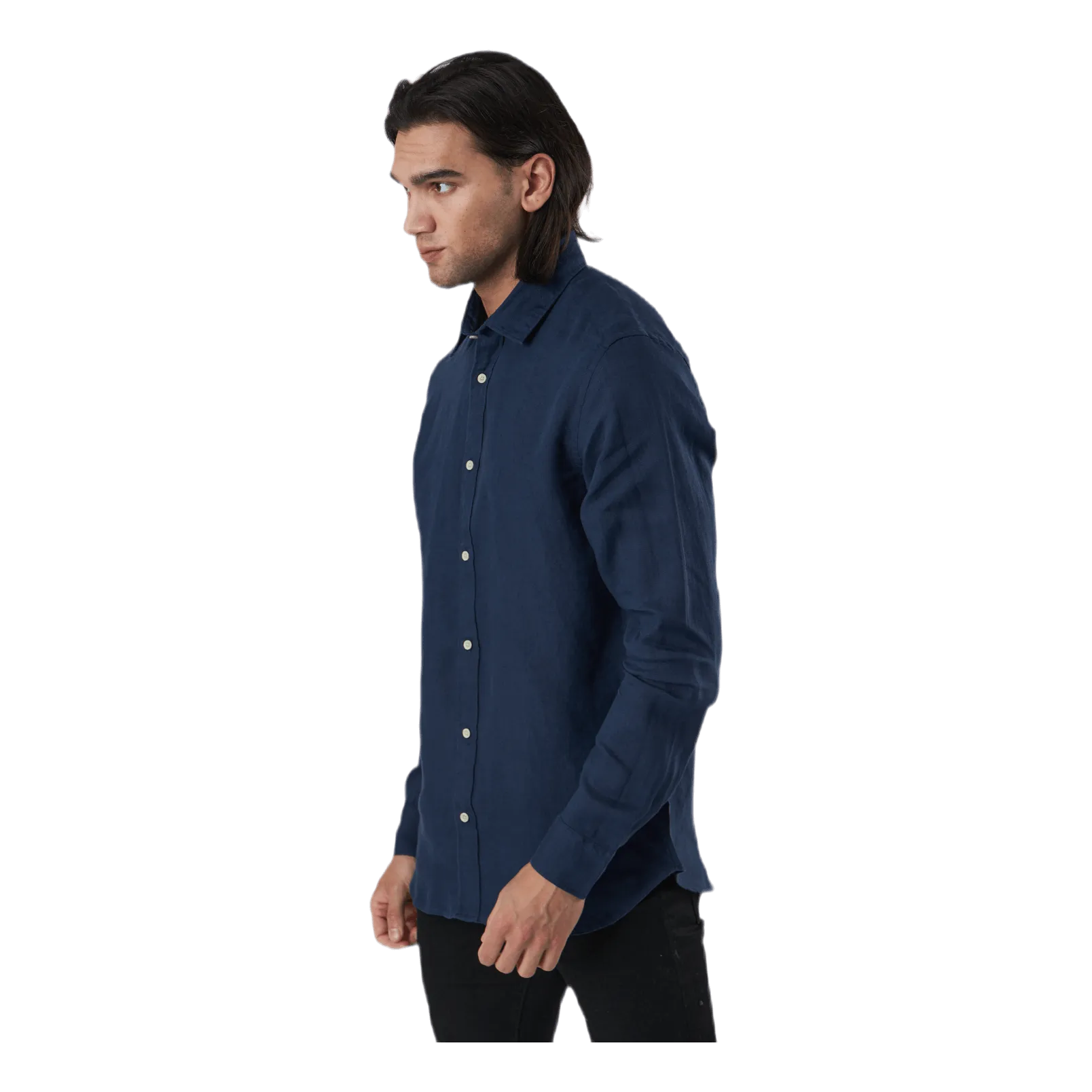 Jack & Jones Bluplain Linen Shirt L/s Blå