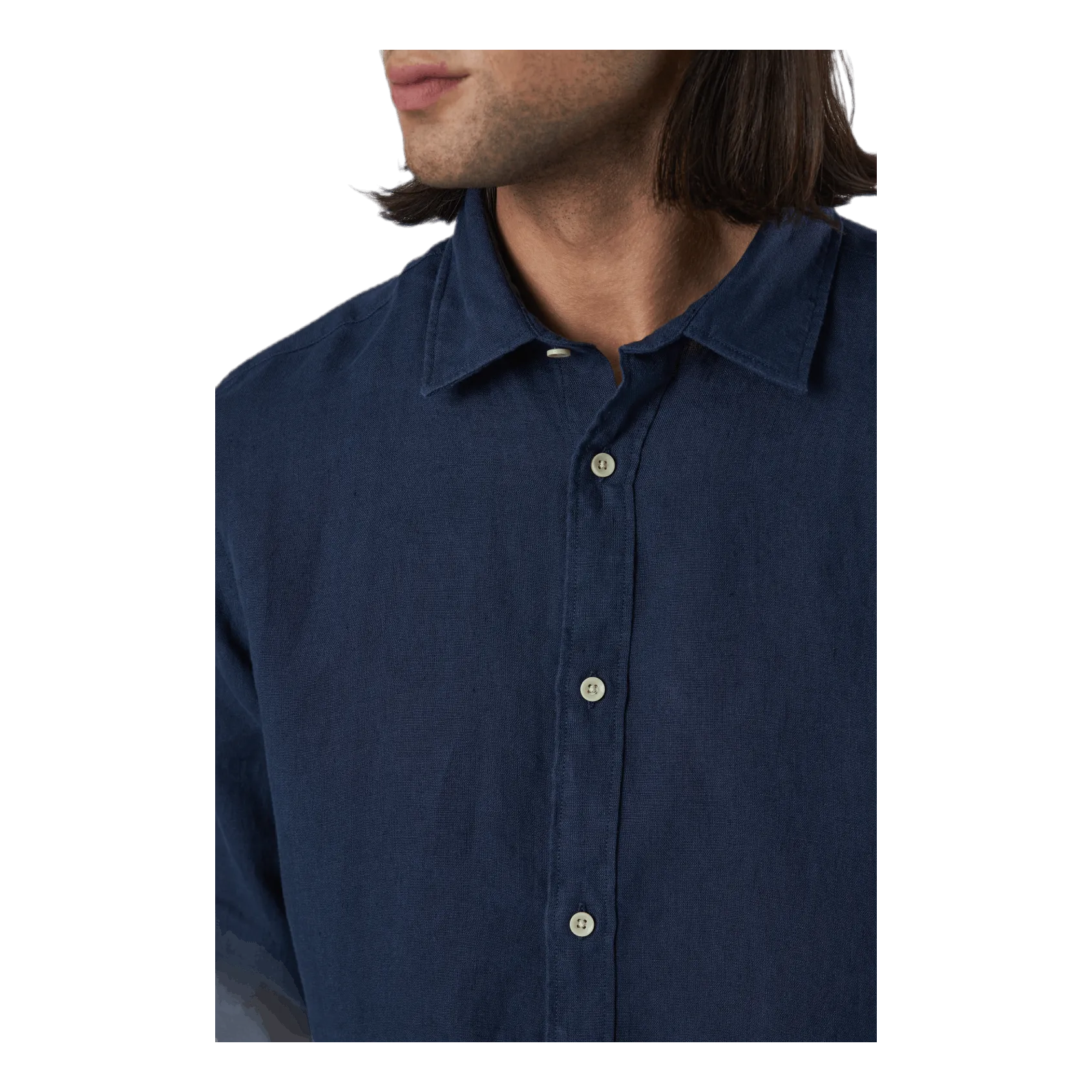 Jack & Jones Bluplain Linen Shirt L/s Blå