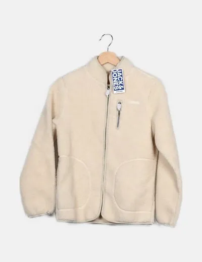 Jack & Jones Abrigo beige borrego