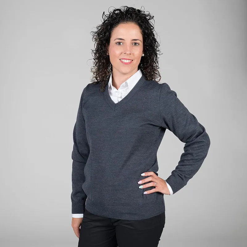 JERSEY PARA MUJER DE PUNTO GRIS MARENGO CUELLO PICO  GARY'S