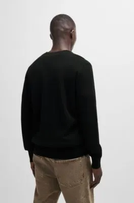 Jersey regular fit de algodón y cashmere con parche de logo