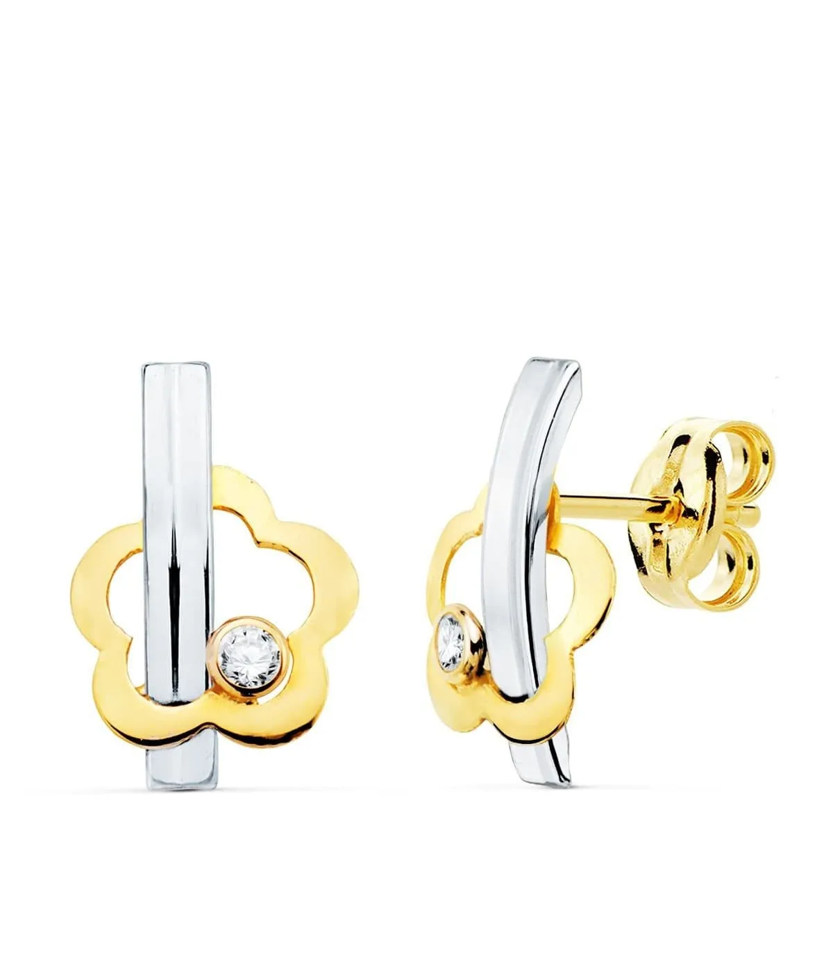 Juego Primera Comunión Oro Bicolor 18K Flor