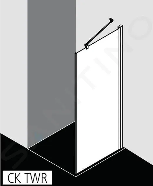 KERMI CADA XS  PARED DE DUCHA TWR, 100X200 CM, DERECHA, PLATA BRILLANTE/VIDRIO TRANSPARENTE CKTWR10020VPK