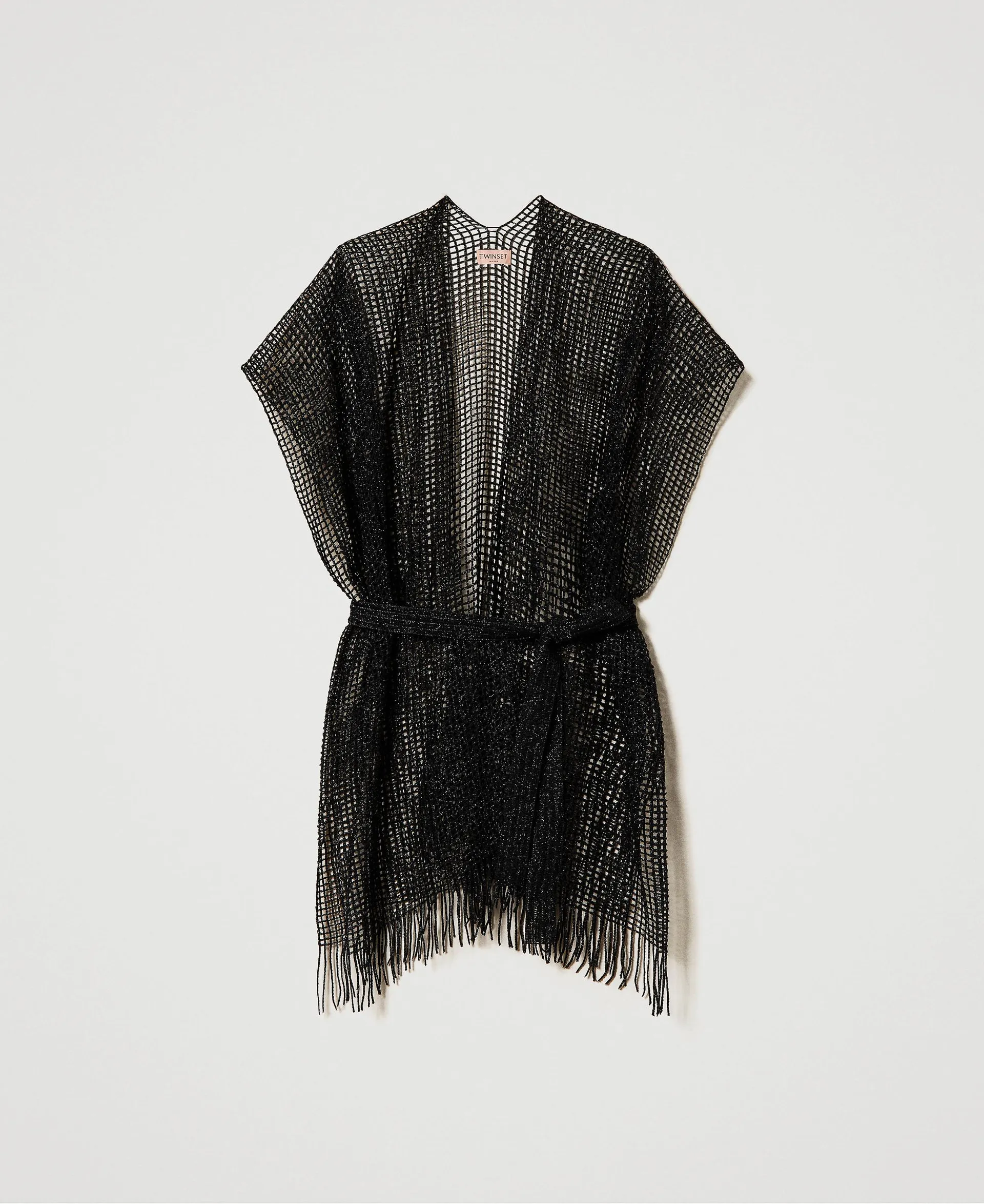 Kimono de malla con flecos