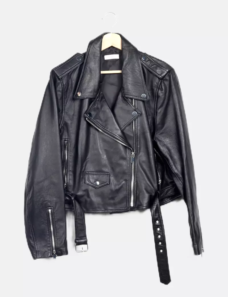 La Redoute Biker de piel negra