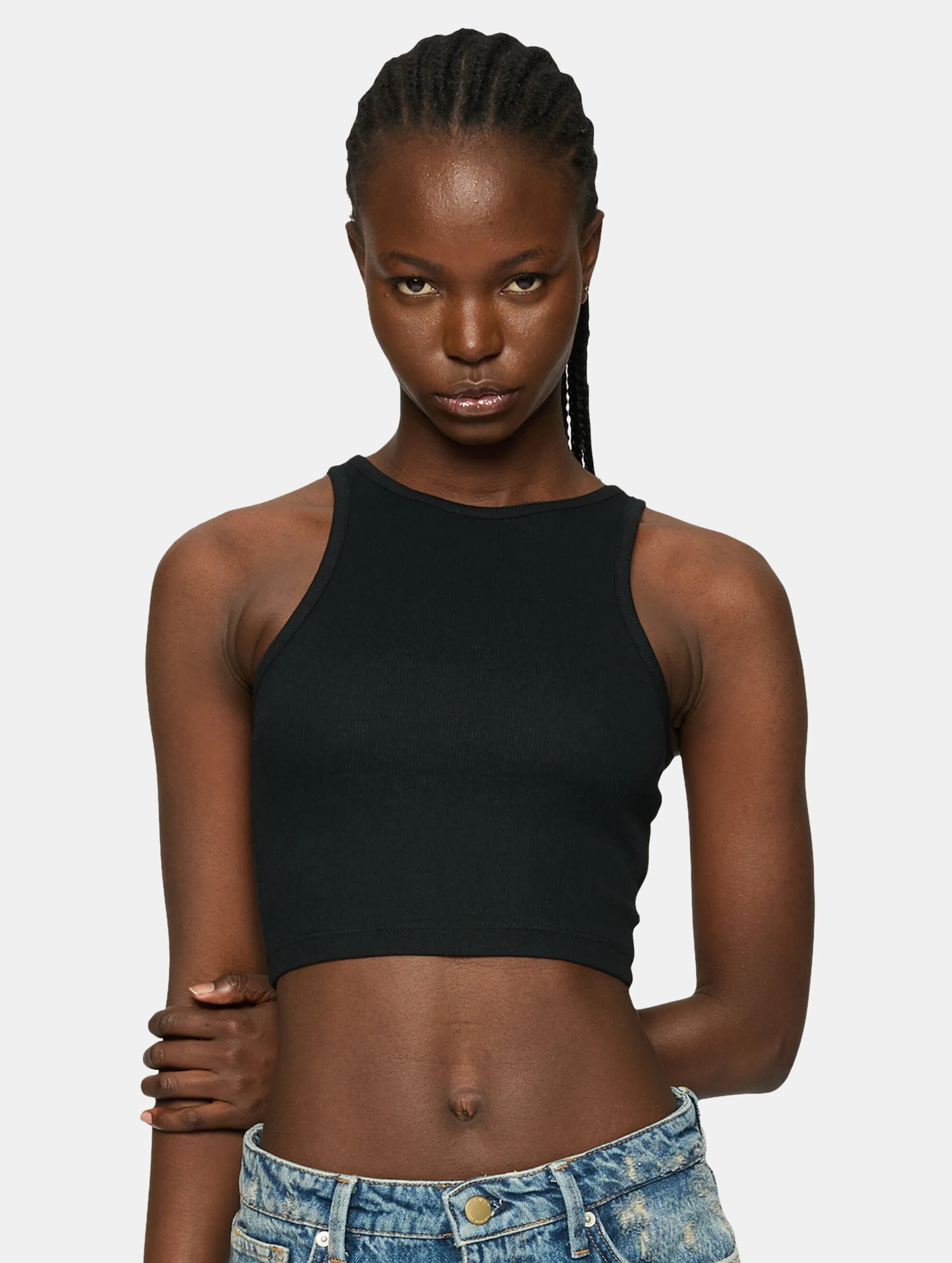 Ladies Organic Cropped Rib