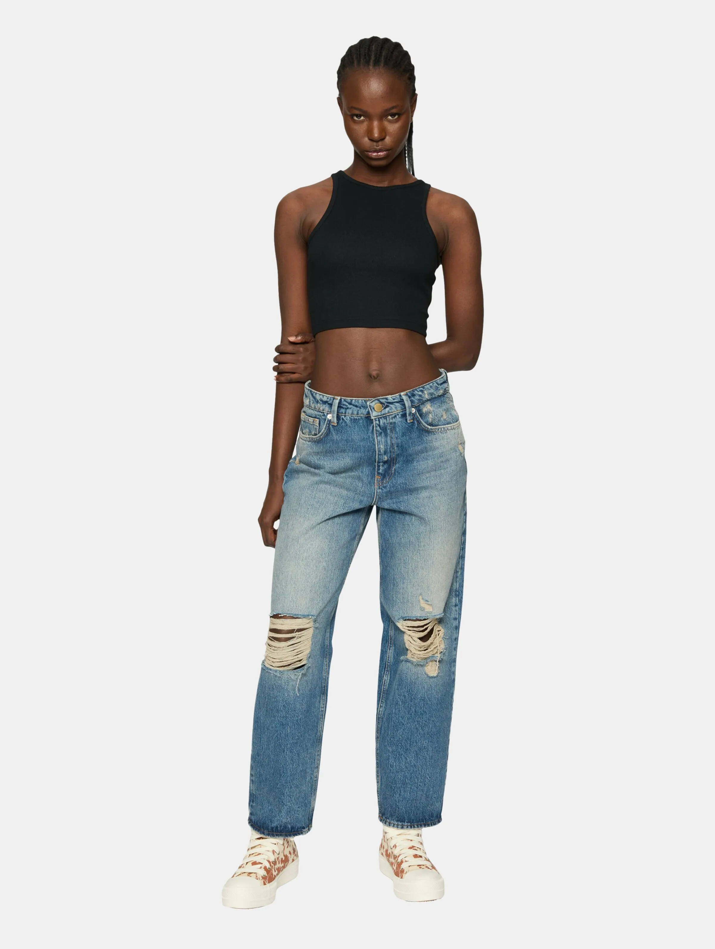 Ladies Organic Cropped Rib