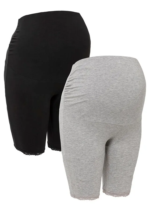 LEGGINGS CICLISTA PREMAMá NEGROGRIS CLARO JASPEADO