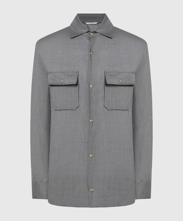 Marco Pescarolo Gray shirt NEXT made of wool and silk